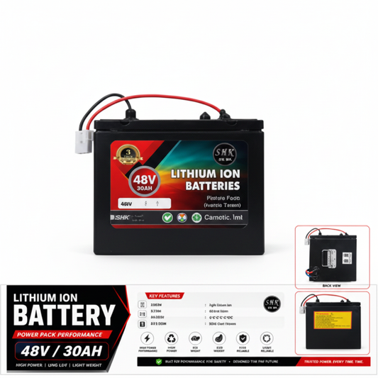 Lithium Ion Battery 48V 30AH - Front View White Background