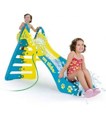 Injusa | My Firts Slide, Children 2-6 Years, Permanent Decoration, Water Slide Hose Inlet, Blue and Yellow Slide Injusa