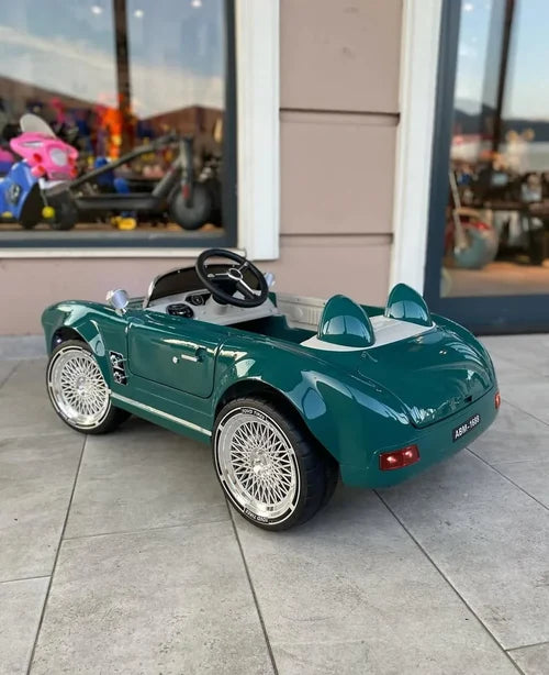 PATOYS 12V Vintage Style Electric Ride-On Car for Kids - Rear View