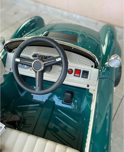PATOYS 12V Vintage Style Electric Ride-On Car for Kids - Feature View
