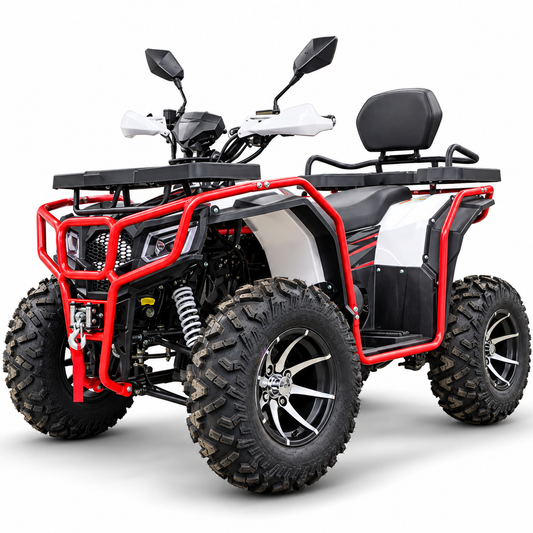 PATOYS 200CC DINOX ATV 4-stroke petrol quad bike in multicolor, front three-quarter view