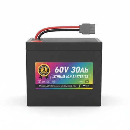 PATOYS 60V 30Ah lithium ion battery pack for electric vehicles with integrated BMS and black rectangular casing