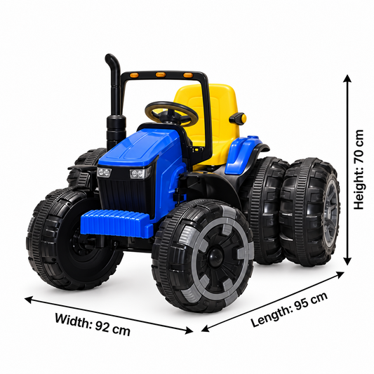 PATOYS 6688 Bahubali ride-on tractor dimensions: 95 cm length, 92 cm width, 70 cm height