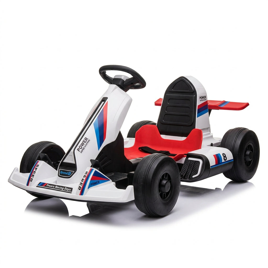 PATOYS Electric Go Kart for Kids 12V LT-8688 with Remote Control - White Red Blue