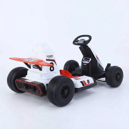 PATOYS Electric Ride-On Go Kart for Kids LT-8688 - White Red and Blue Racing Design