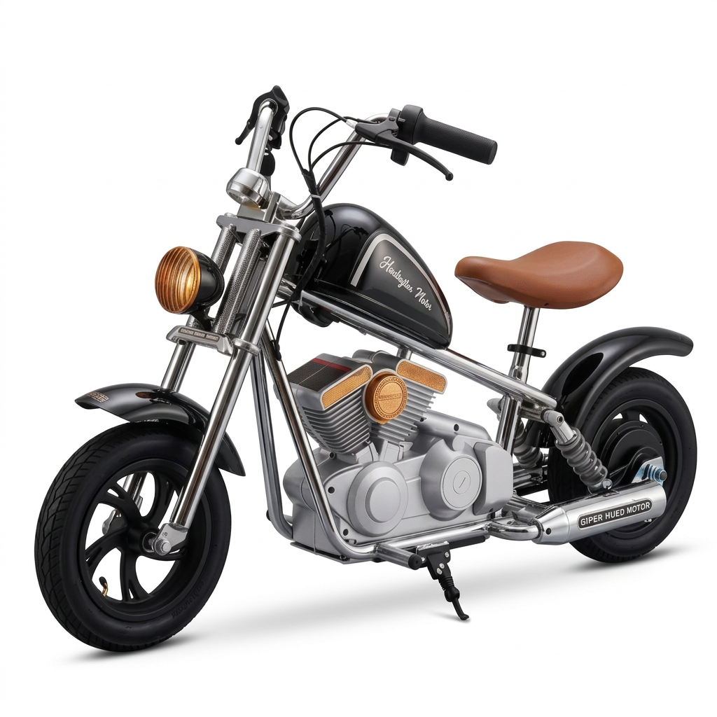 PATOYS Harley 24V Kids Ride-On Bike - Black Front View