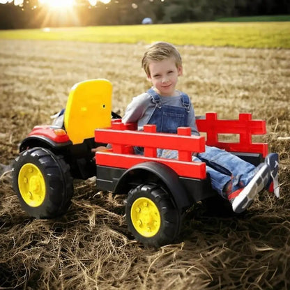 PATOYS | JD Kids Ride On Tractor | Baby Driving Tractor with Wagon | 12V | Age 2-7 Years - PATOYS