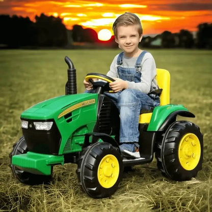 PATOYS | JD Kids Ride On Tractor | Baby Driving Tractor with Wagon | 12V | Age 2-7 Years - PATOYS