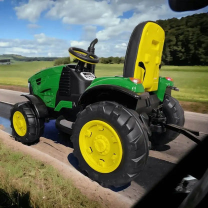 PATOYS | JD Kids Ride On Tractor | Baby Driving Tractor with Wagon | 12V | Age 2-7 Years - PATOYS