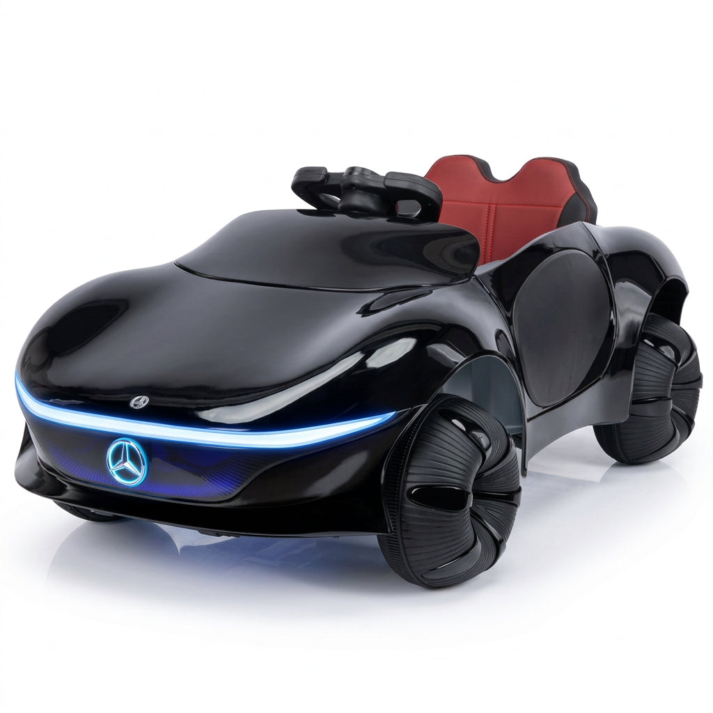 PATOYS Kids Electric Ride-On Car – Black Body and Red Interior Detail