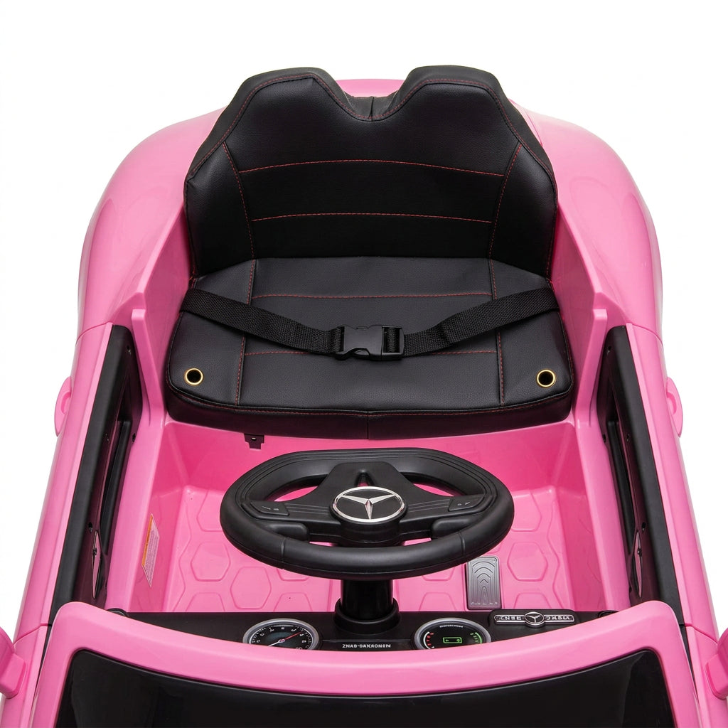PATOYS Kids Electric Ride-On Car – Seat and Safety Harness Detail, Pink Variant