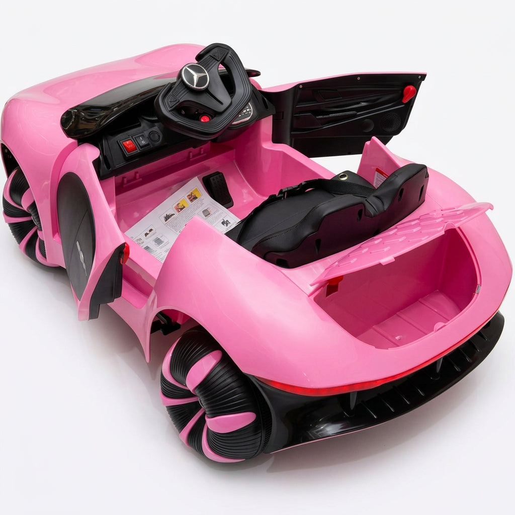 PATOYS Kids Electric Ride-On Car – Side and Rear Detail, Pink Variant