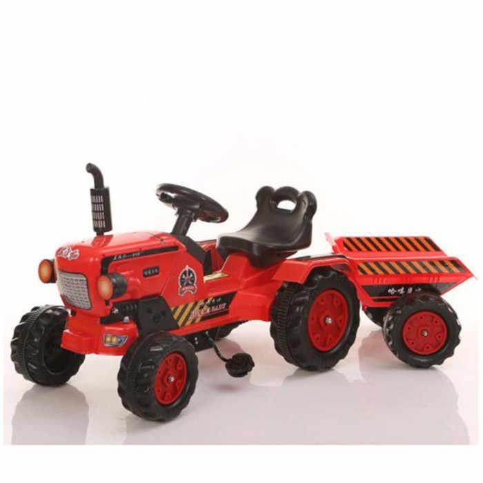 Qaba 12V Kids Ride On Tractor with Trailor, Remote Control, Music, Lights, Shifter, for Kids Ages 3-8 Years, Blue