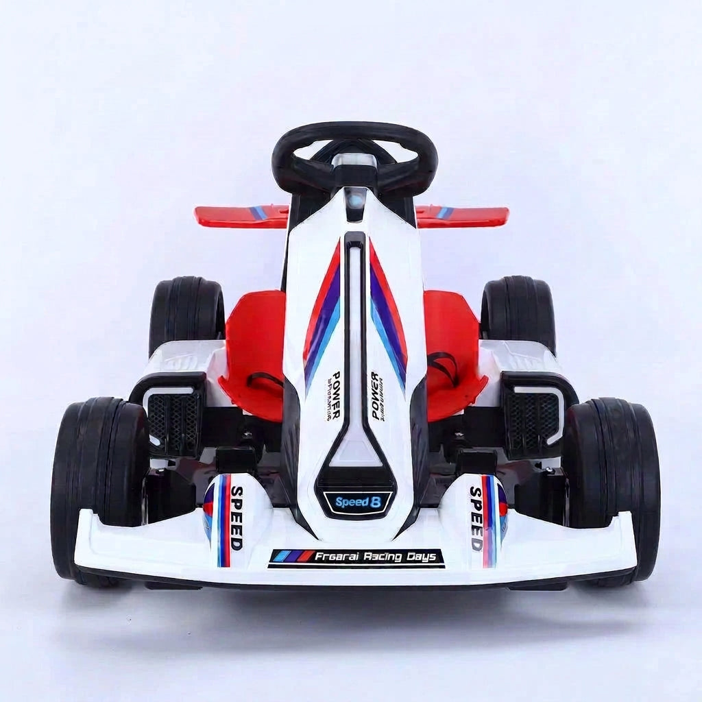 PATOYS LT-8688 Electric Go Kart for Kids - Front View White Red Black Racing Kart