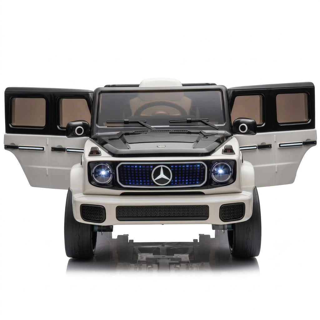 PATOYS Licensed Mercedes-Benz Concept EQG 12V Kids Ride-On Car - White and Black with Opening Doors