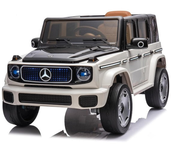 PATOYS Licensed Mercedes-Benz Concept EQG 12V Kids Ride-On Car - White and Black Front View