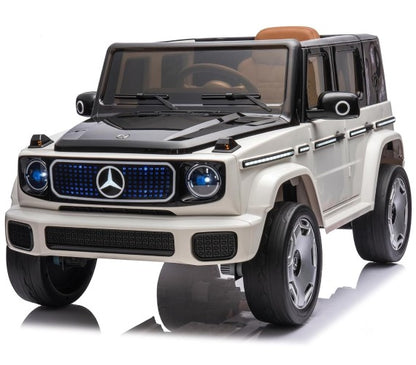 PATOYS Licensed Mercedes-Benz Concept EQG 12V Kids Ride-On Car - White and Black Front View