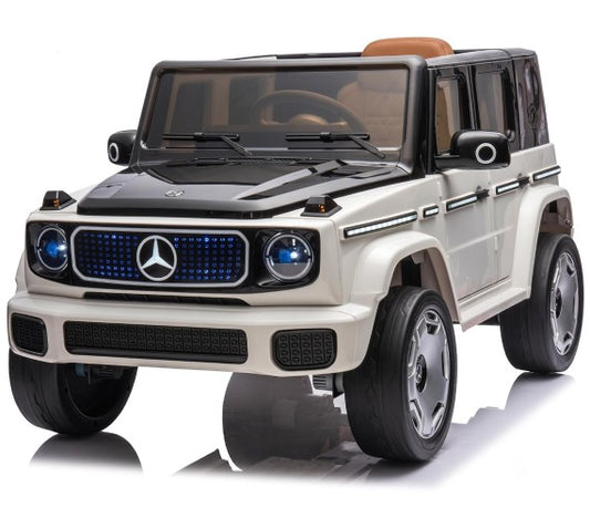 PATOYS Licensed Mercedes-Benz Concept EQG 12V Kids Ride-On Car - White and Black Front View