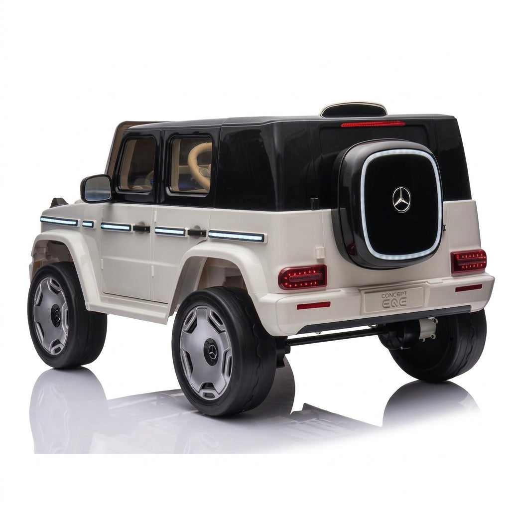 PATOYS Licensed Mercedes-Benz Concept EQG 12V Kids Ride-On Car - White and Black Rear View
