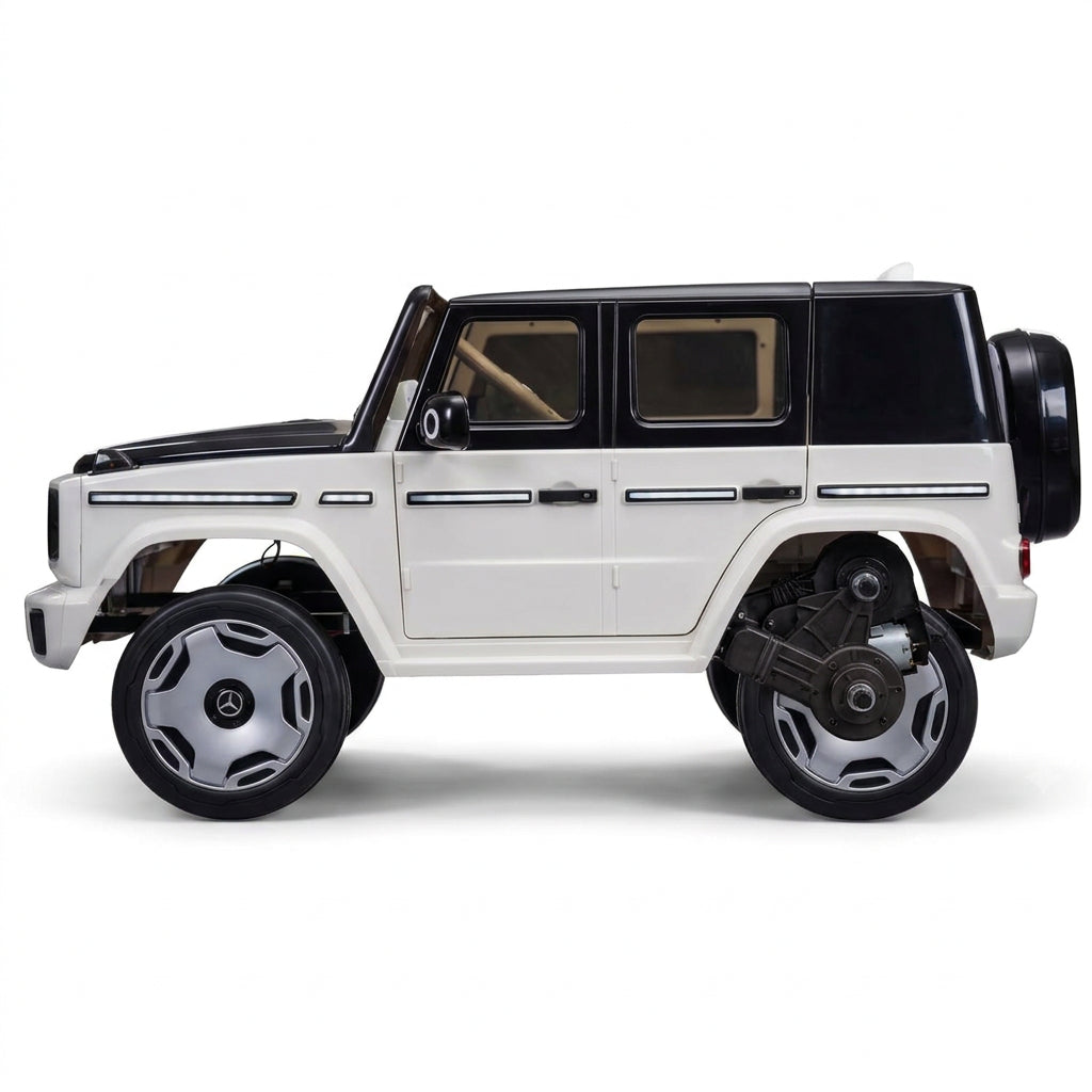 PATOYS Licensed Mercedes-Benz Concept EQG 12V Kids Ride-On Car - White and Black Side View