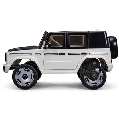 PATOYS Licensed Mercedes-Benz Concept EQG 12V Kids Ride-On Car - White and Black Side View