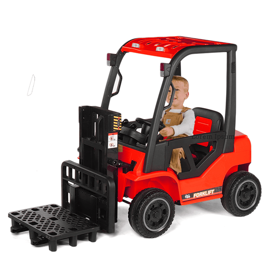 PATOYS | 12V Kids Red Forklift with Remote Control | Spring Suspension | Battery Powered Electric Construction Vehicle - PATOYS
