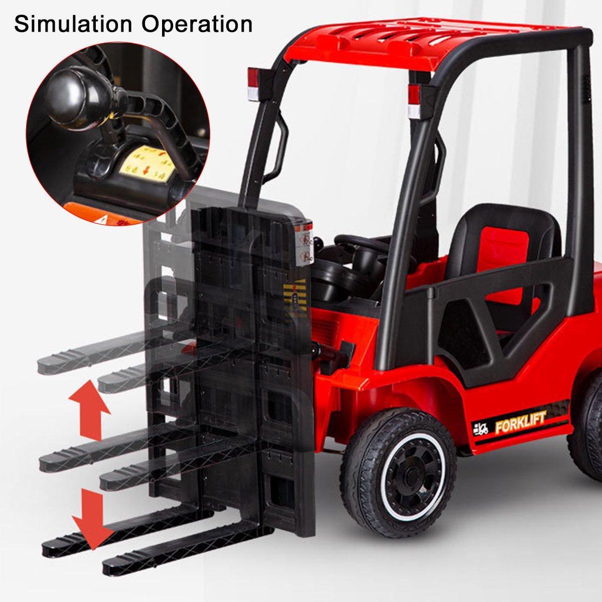 PATOYS | 12V Kids Red Forklift with Remote Control | Spring Suspension | Battery Powered Electric Construction Vehicle - PATOYS