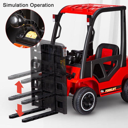PATOYS | 12V Kids Red Forklift with Remote Control | Spring Suspension | Battery Powered Electric Construction Vehicle Construction Vehicles PATOYS