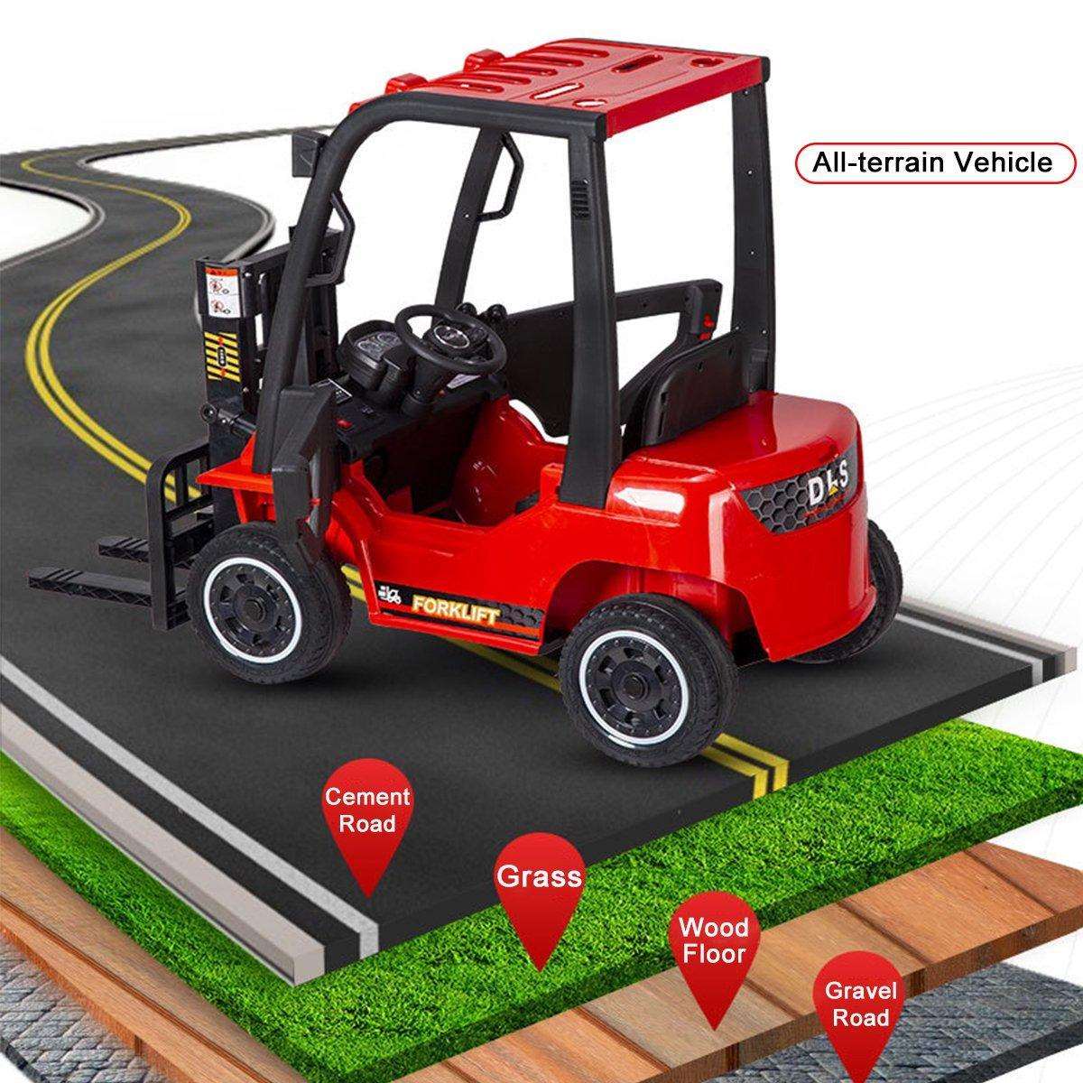 PATOYS | 12V Kids Red Forklift with Remote Control | Spring Suspension |  Battery Powered Electric Construction Vehicle - PATOYS