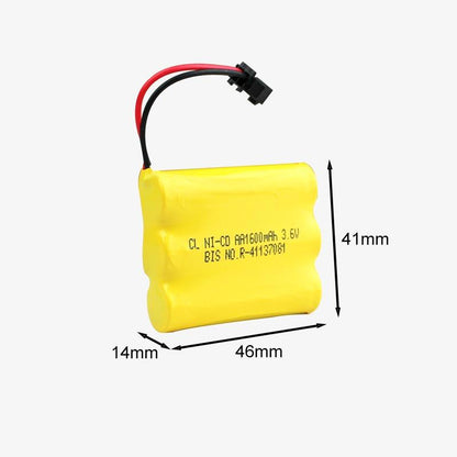 PATOYS | 1600mAh 3.6v Ni-Cd AA 3 Cell Battery Pack with SM Connector for Cordless Phone, Toys, Car, DIY Project Battery - PATOYS