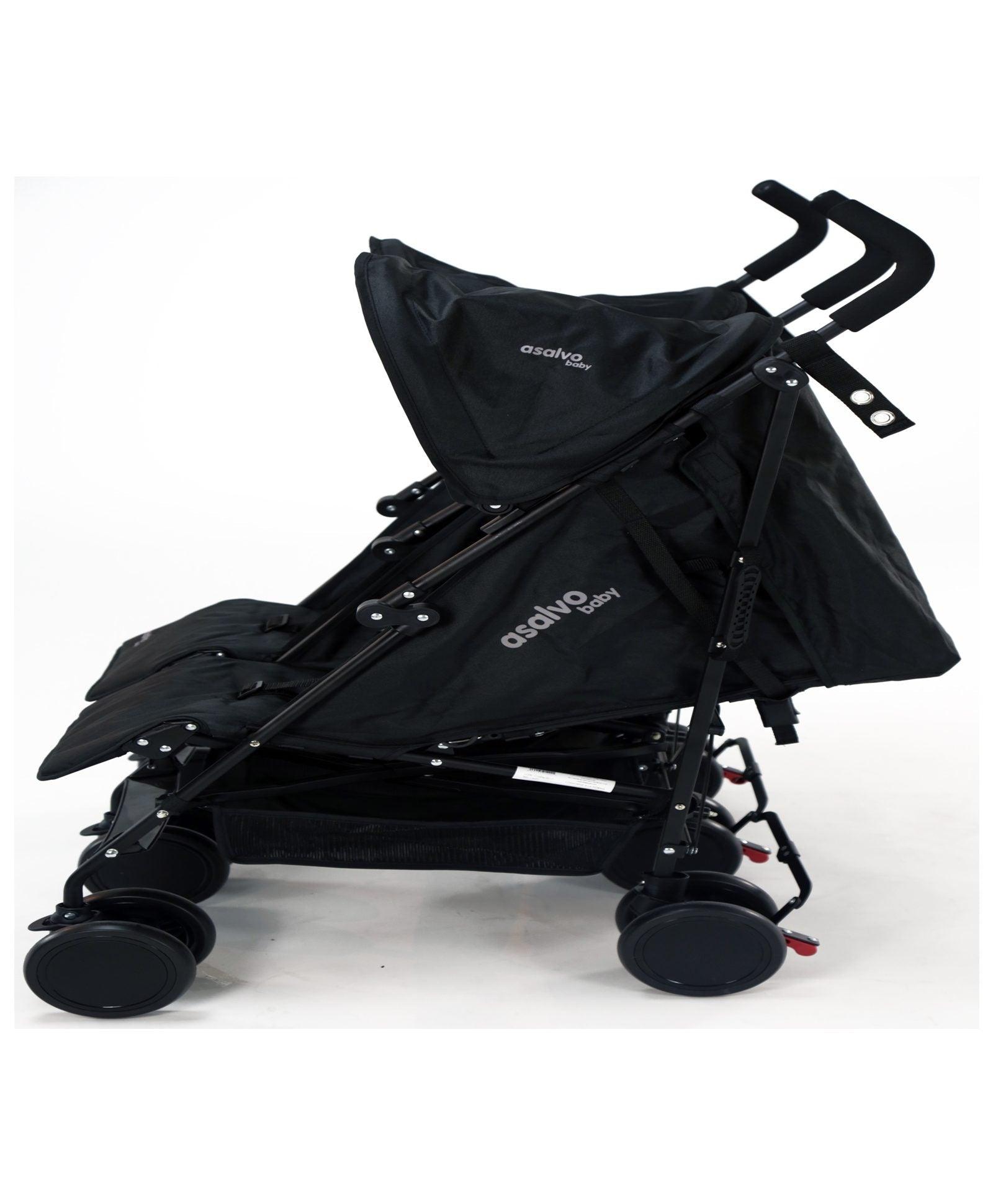PATOYS | Asalvo Spain 14221 Double Stroller - Black Baby Stroller Asalvo