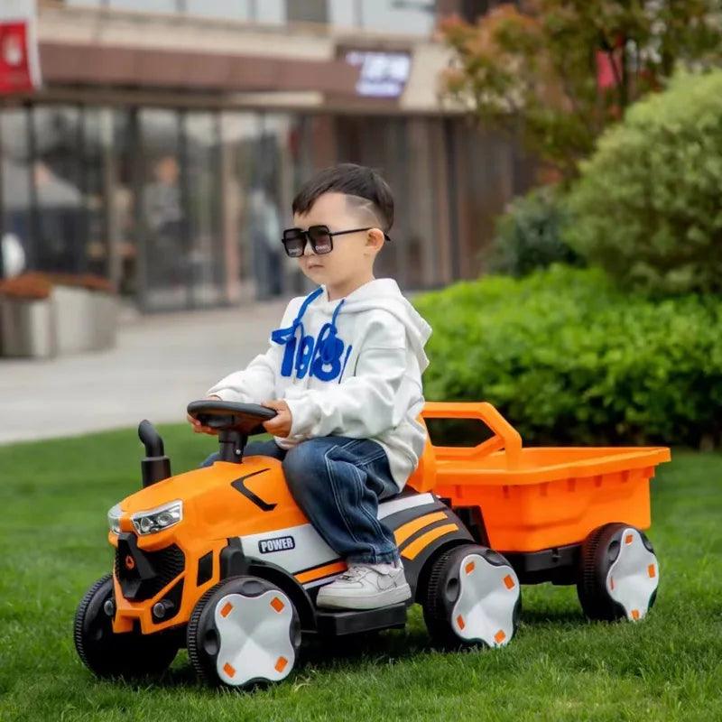 PATOYS | Children's Electric Tractor Off-Road Car Automobile Charging 4 Wheels Motorcar Ride Cars Orange Ride on Car PATOYS
