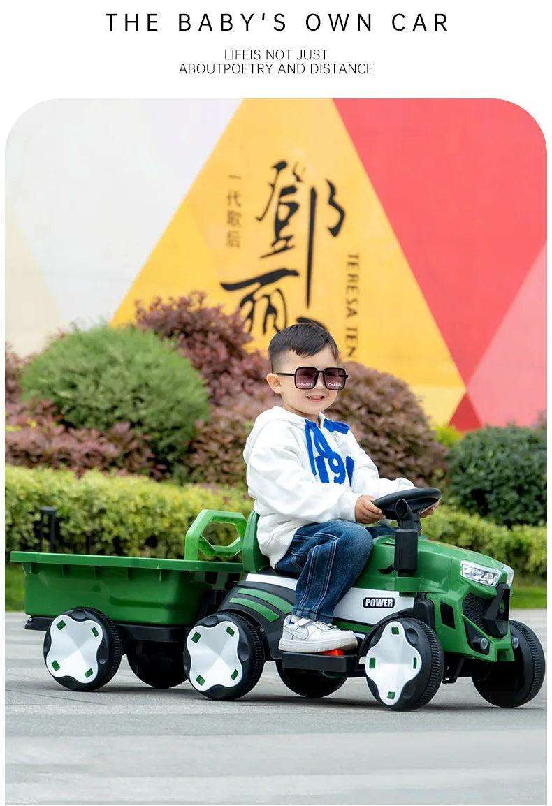 PATOYS | Children's Electric Tractor Off-Road Car Automobile Charging 4 Wheels Motorcar Ride Cars Green Ride on Car PATOYS