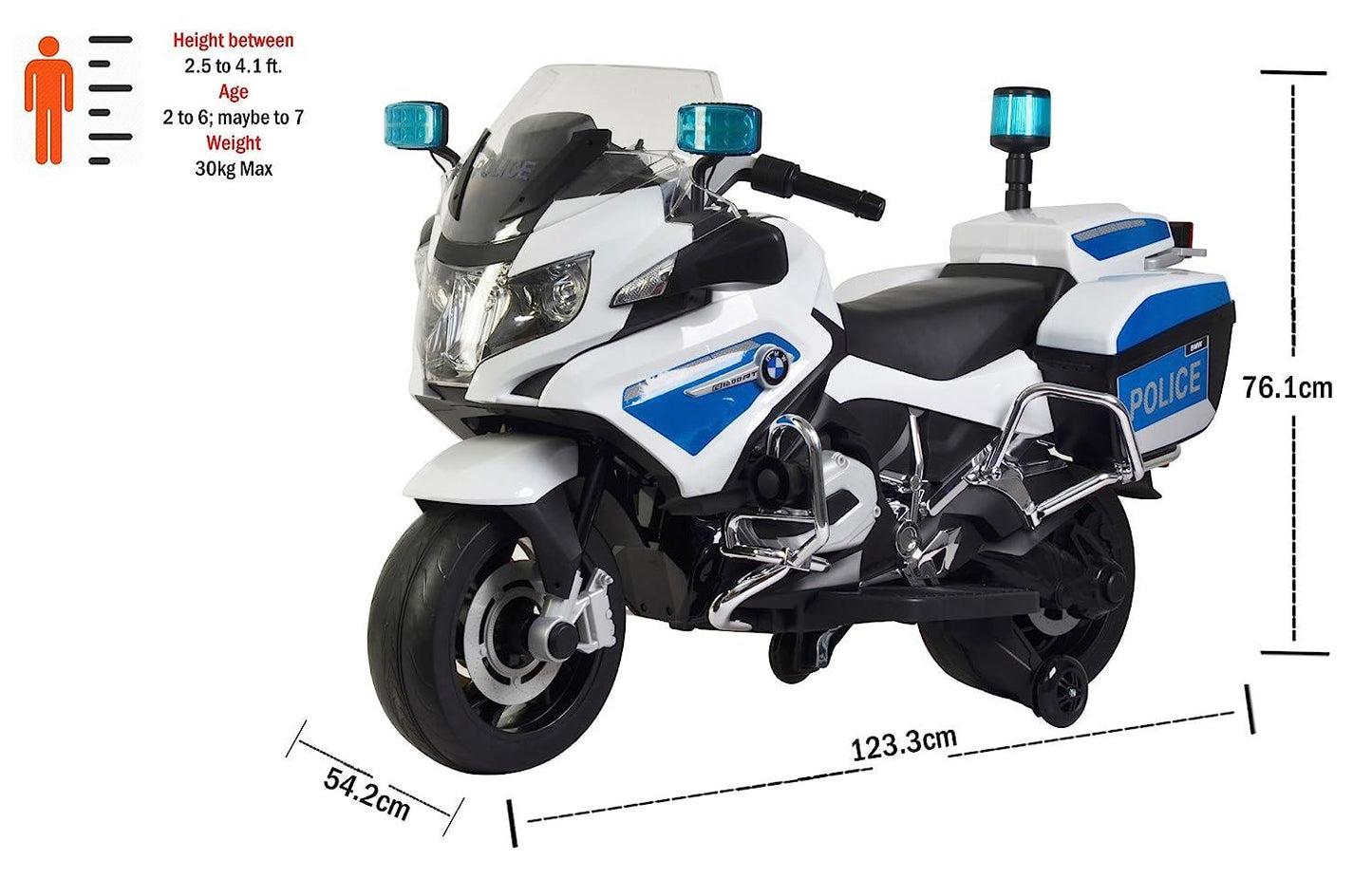PATOYS | Chilokbo Officially Licensed BMW 212 Police bike R 1200 RT Motorcycle Battery Operated Ride-on Bike for Kids up to 7 years Ride on Bike Chi Lok Bo