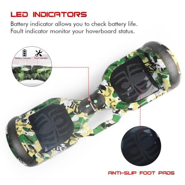 PATOYS | H6+ Green Military Hoverboard balancing wheel with Remote, Bag and Long Range Battery - PATOYS