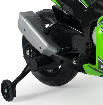 PATOYS | Injusa | Licensed MOTO ZX10 Ninja Kawasaki Battery Operated 12 volt dirt Bike for Kids (Green) Ride on Bike Injusa