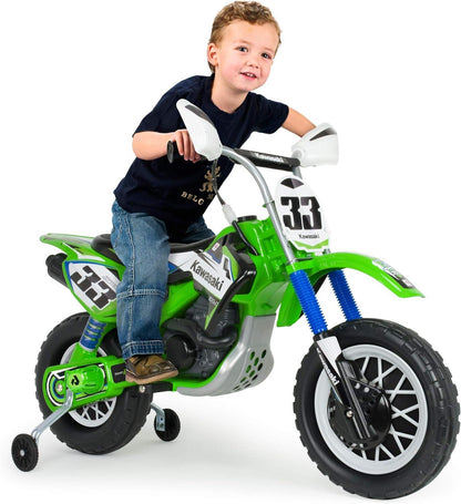 PATOYS | Injusa | Motorcycle electric 12V Officially Licensed Kawasaki dirt bike with powerful engine, handle and sporty design (6835) 3+ years Ride on Bike Injusa