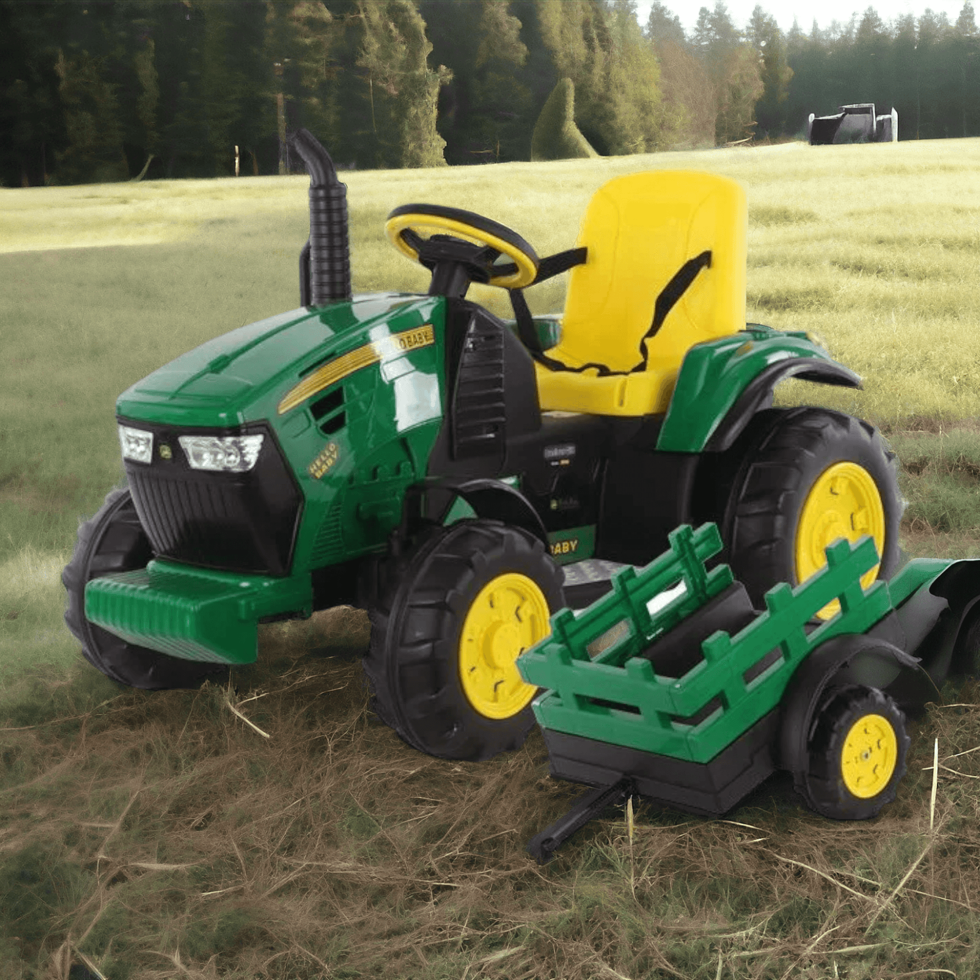 PATOYS | JOHNNY DEE Ride-On Tractor With Wagon Ground Force, 12-Volt Construction Vehicles PATOYS