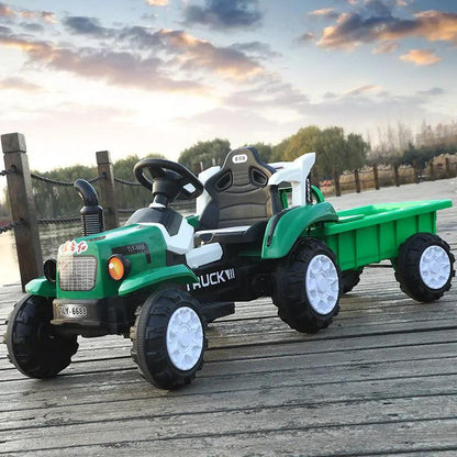 PATOYS | Kids Ride on Farming Tractor with Trailor and remote, Rechargeable Battery Operated for kids Green Construction Vehicles PATOYS