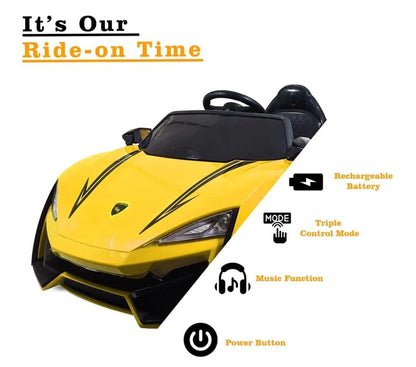 PATOYS | Smoky Battery Operated Ride on Kids Car, Electric Kids Baby Car, Battery Operated Car for Kids to Drive 2 to 5 Years, Yellow Ride on Car Play Land