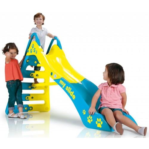 Injusa | My Firts Slide, Children 2-6 Years, Permanent Decoration, Water Slide Hose Inlet, Blue and Yellow 