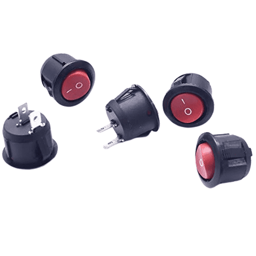 PATOYS | Red Light SPST 2-Pin on/Off Round Boat Rocker Switch AC 6A 250V 10A 125V- 2 piece Switches PATOYS